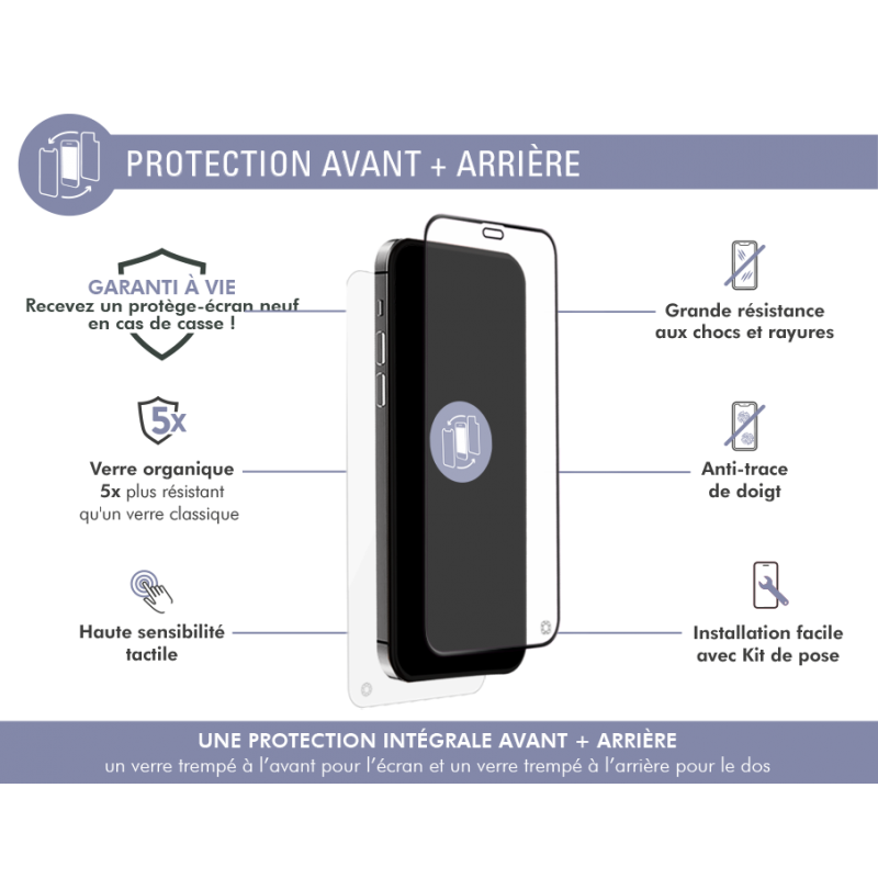 Image secondaire de Protège écran iPhone 12 mini Protection Intégrale 360° Garanti à vie F