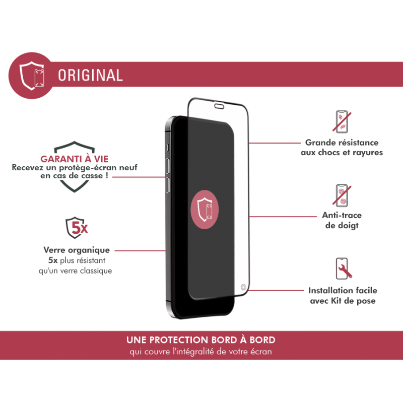 Image secondaire de Protège écran iPhone 12 mini Plat Original - Garanti à vie Force Glass
