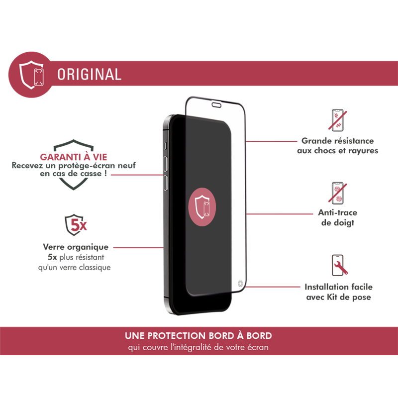 Image secondaire de Protège écran iPhone 12 / 12 Pro Plat Original - Garanti à vie Force G