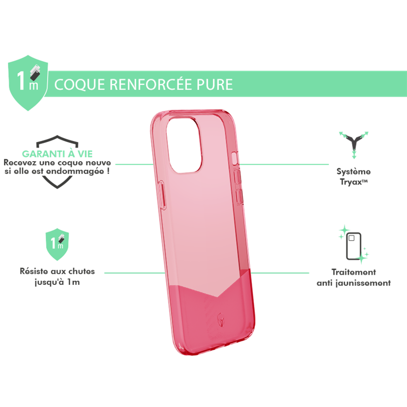 Image secondaire de Coque Renforcée iPhone 12 Pro Max PURE Rouge - Garantie à vie Force Ca