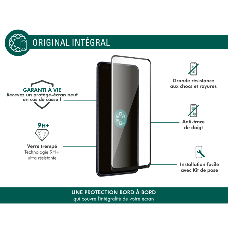 Image secondaire de Protège écran Oppo Reno 4Z Plat Original - Garanti à vie Force Glass