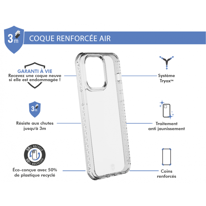 Image secondaire de Coque Renforcée iPhone 13 Pro AIR Transparente - Garantie à vie Force 