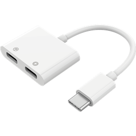 Adaptateur USB C+C vers USB C Audio USB C + Charge USB C Blanc Bigben