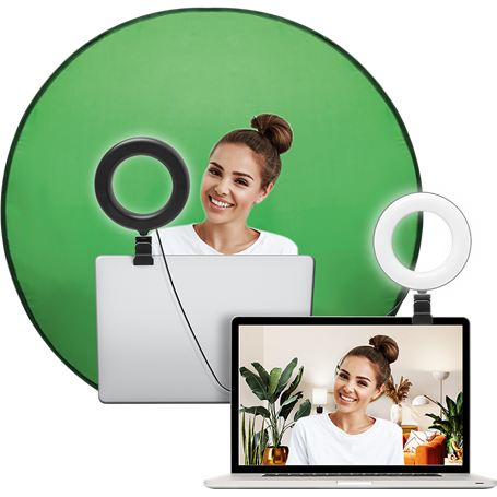 Kit Vlogging Fond vert + Anneau lumineux pour PC Bigben