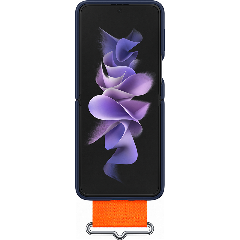 Image secondaire de Coque Samsung G Z Flip 3 Silicone avec lanière Bleue Samsung