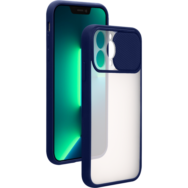 Coque iPhone 13 Pro Slide Contour Bleu Bigben