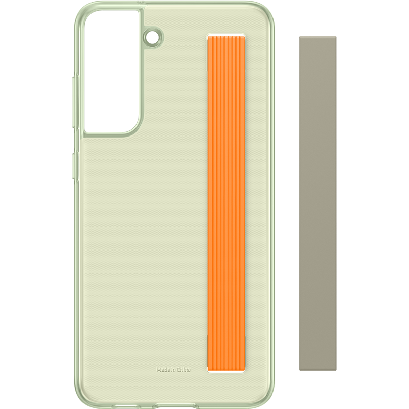 Coque transparente Samsung G S21FE avec lanière avec lanière Vert oliv