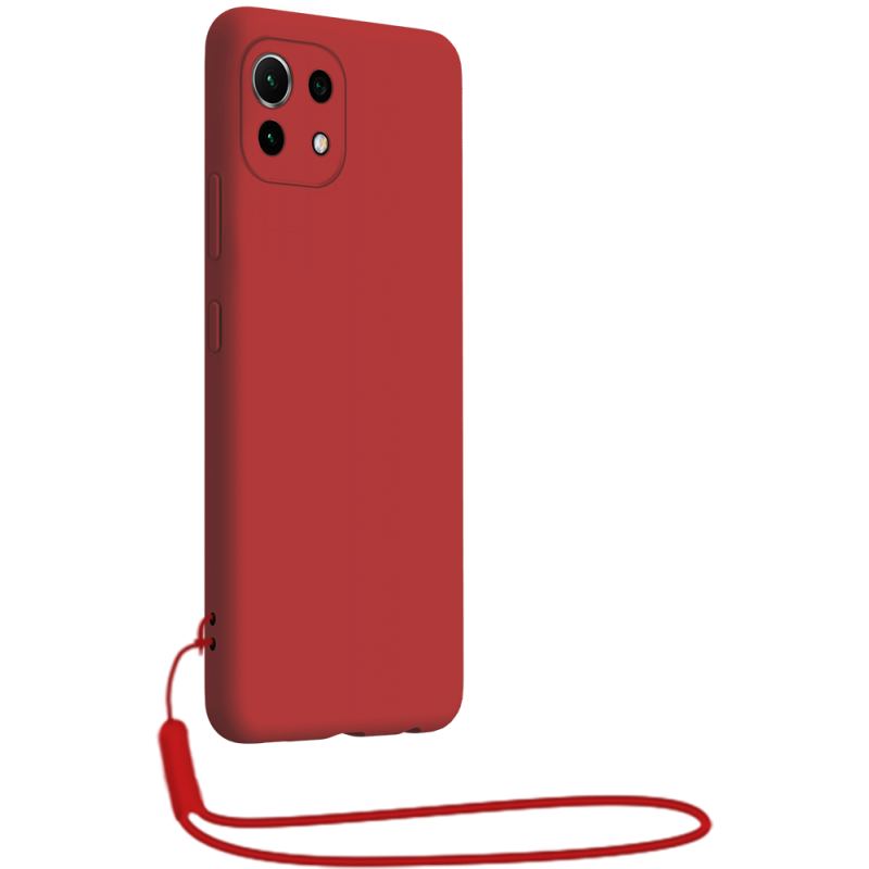 Coque Silicone + dragonne assortie Rouge pour Xiaomi Mi 11 5G Bigben