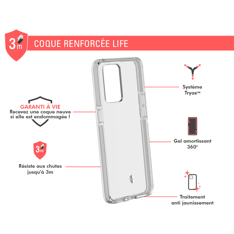 Image secondaire de Coque Renforcée Oppo Find X5 Lite LIFE Transparente - Garantie à vie F