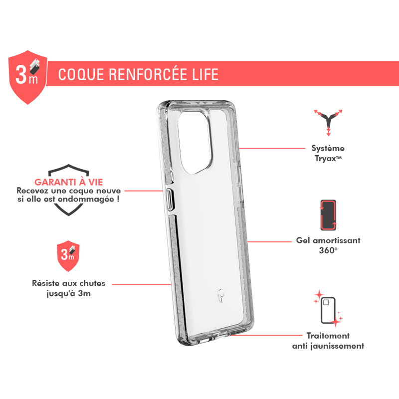 Image secondaire de Coque Renforcée Oppo Find X5 LIFE Transparente - Garantie à vie Force 