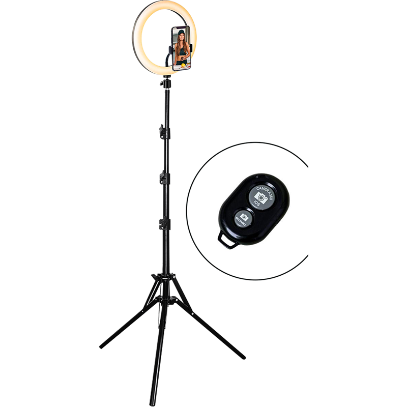 Image secondaire de Kit Influence XL Anneau lumineux 26cm Blanc avec trépied 1,6m et téléc