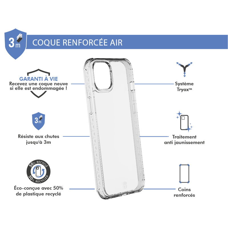 Image secondaire de Coque Renforcée iPhone 14 Plus AIR Garantie à vie Transparente Force C