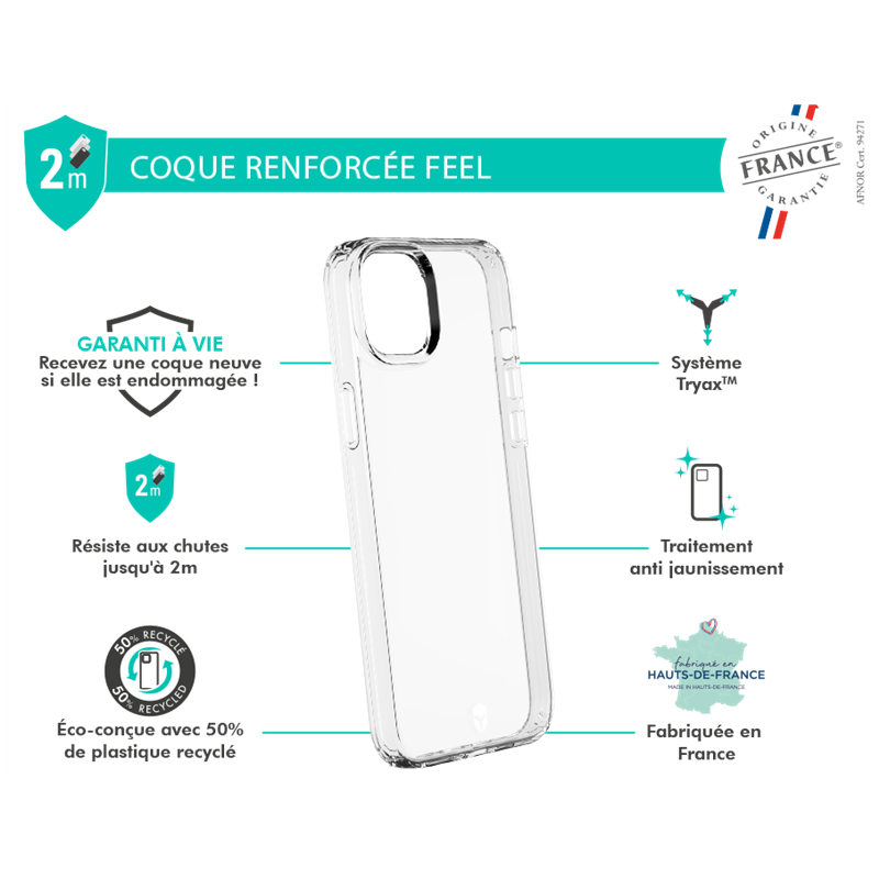 Image secondaire de Coque Renforcée iPhone 14 Plus FEEL Origine France Garantie Transparen