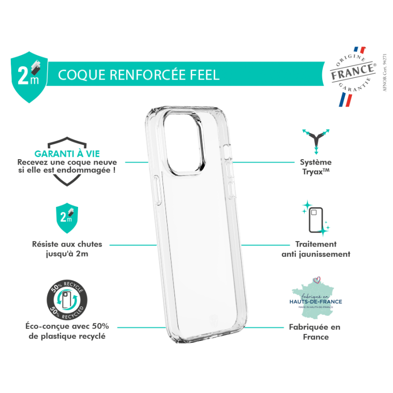 Image secondaire de Coque Renforcée iPhone 14 Pro Max FEEL Origine France Garantie Transpa