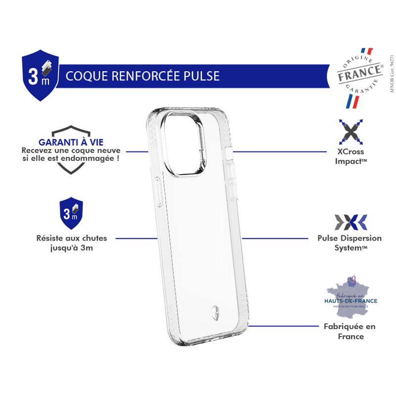 Image secondaire de Coque Renforcée iPhone 14 Pro Max PULSE Origine France Garantie Garant