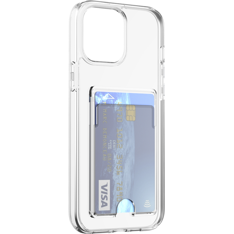 Coque iPhone 14 Pro Max Hybride avec porte-carte intégré Transparente