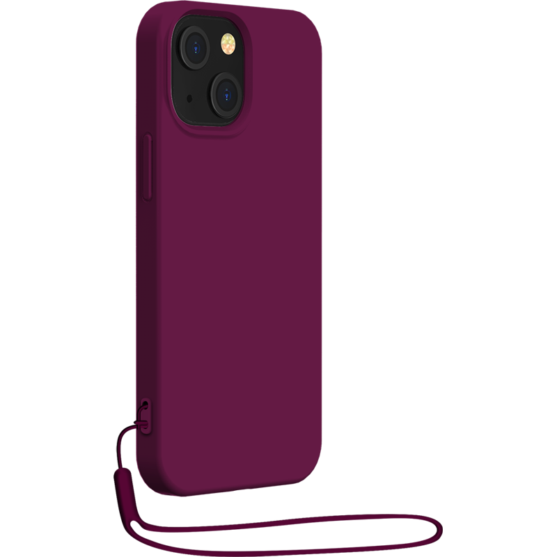 Coque Silicone + dragonne assortie Violet pour iPhone 14 Plus Bigben