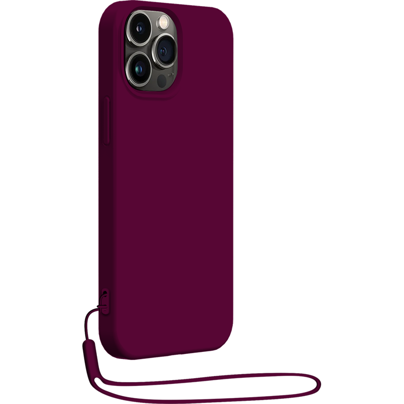 Coque Silicone + dragonne assortie Violet pour iPhone 14 Pro Bigben