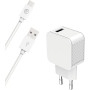 Chargeur maison USB A 3A FastCharge + Câble USB A/USB C Blanc - 100% P