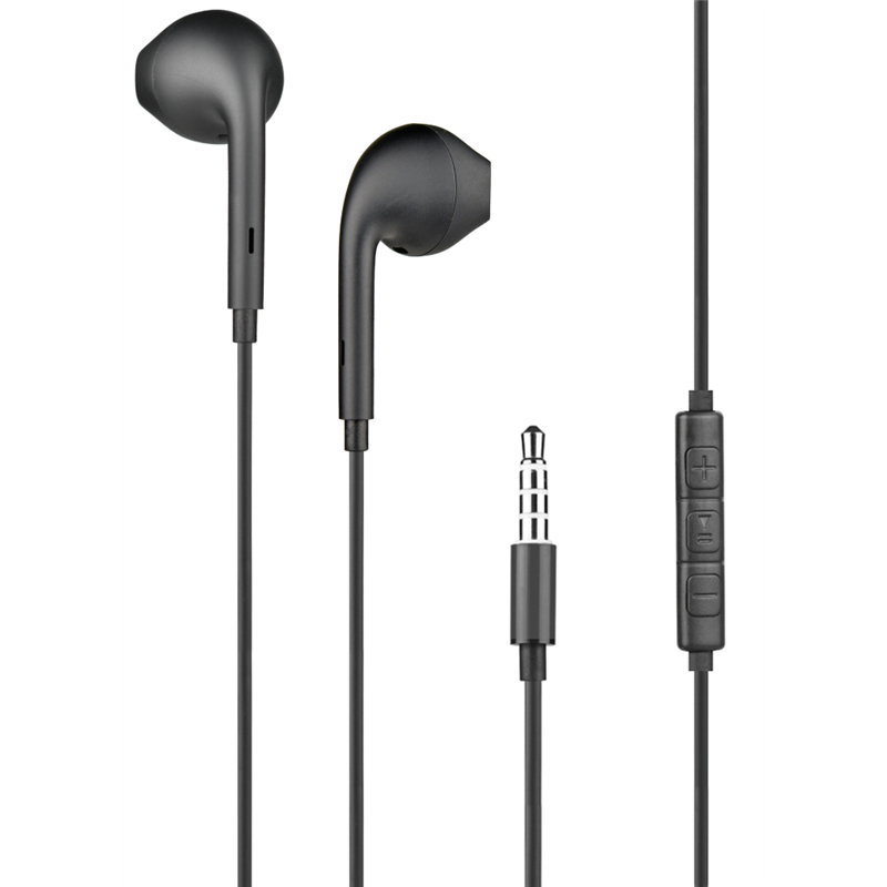 Ecouteurs Jack 3.5mm Bouton Télécommande et Micro Noir - 70% Plastique