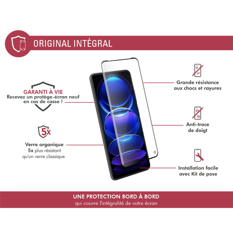 Image secondaire de Protège écran Xiaomi Redmi Note 12 4G/5G 2.5D Original - Garanti à vie