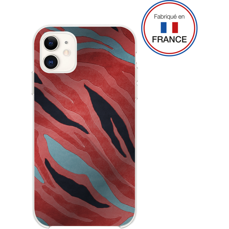 Coque Résine iPhone XR / 11 Tigre rose Miroir - Fabriquée en France Bi