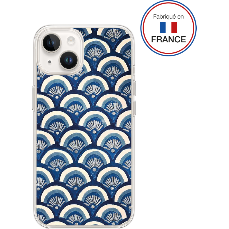 Coque Résine iPhone 13/14 Ecailles bleues - Fabriquée en France Bigben