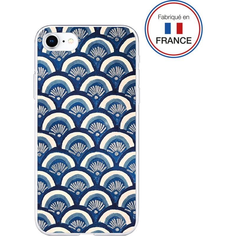 Coque Résine iPhone SE 2022/SE/8/7/6S/6 Ecailles bleues - Fabriquée en