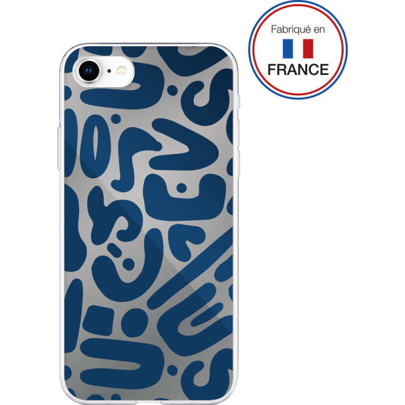 Coque Résine iPhone SE 2022/SE/8/7/6S/6 Motifs bleus - Fabriquée en Fr