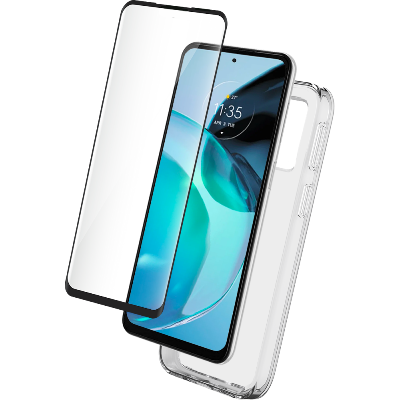 Pack Moto G72 Accessoires Coque Transparente + Verre trempé Bigben