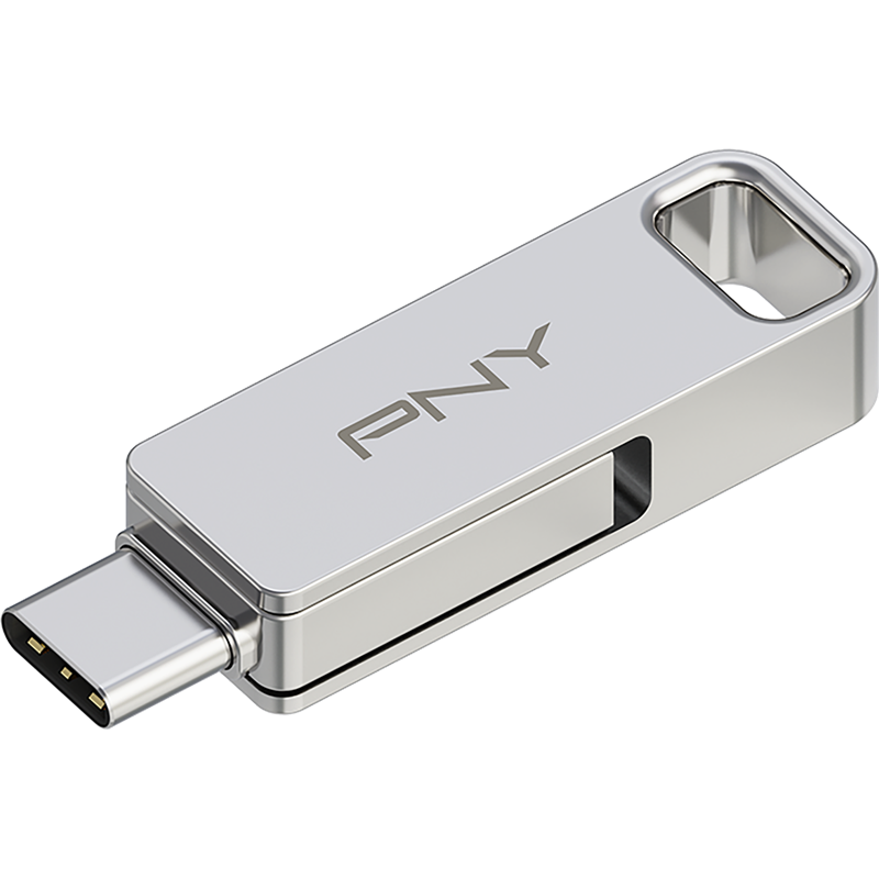 Clé OTG USB 3.2 128GB USB C & USB A Métal argent PNY