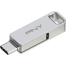 Clé OTG USB 3.2 64GB USB C & USB A Métal argent PNY