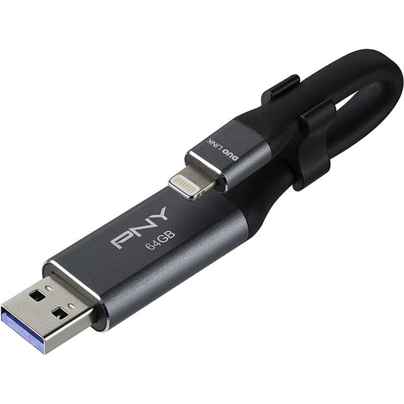 Clé OTG USB 3.0 64GB USB A & Lightning Noire PNY