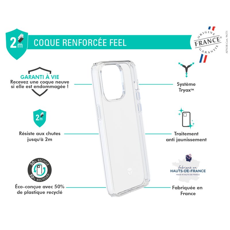 Image secondaire de Coque Renforcée iPhone 15 Pro Max FEEL Origine France Garantie Transpa