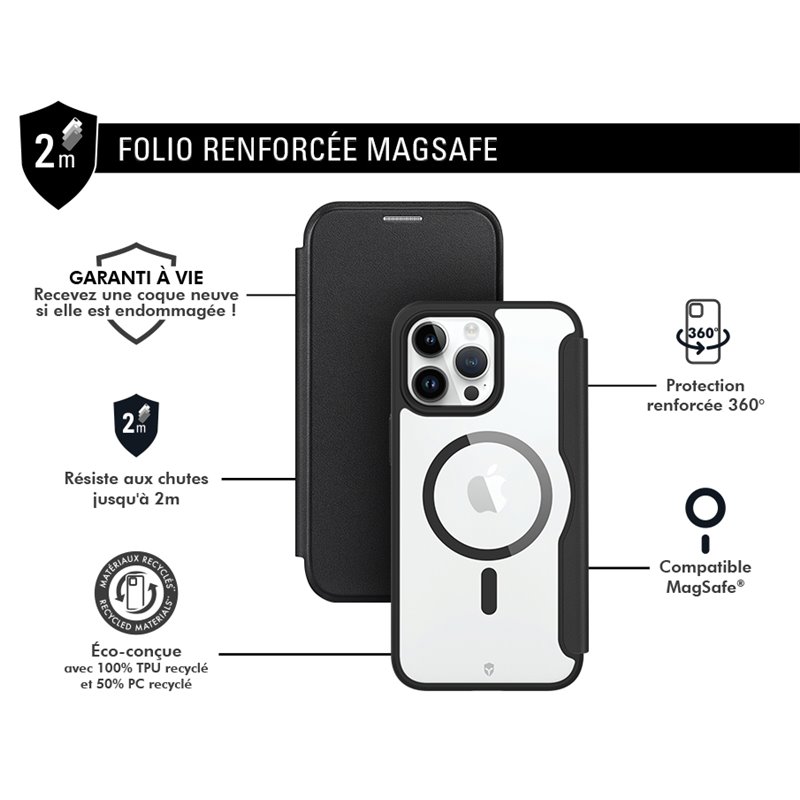 Image secondaire de Etui Folio Renforcé iPhone 15 Pro Max Compatible MagSafe Noir - Garant