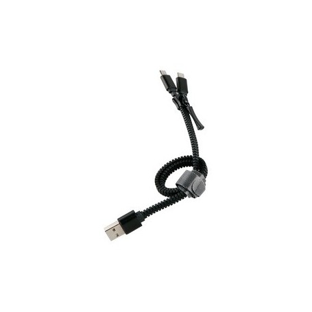 CABLE DOUBLE 2A CHARGE USB/MICRO-USB 0.35M NOIR