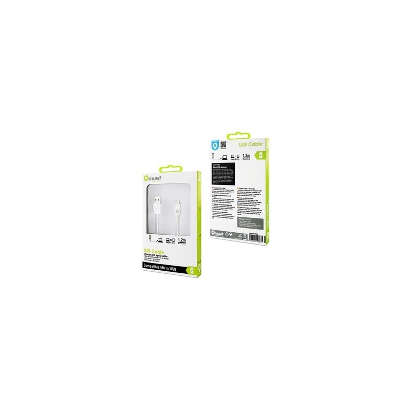 Image secondaire de Spring Câble Droit Charge & Sync 1A USB/Micro-USB 1M Blanc