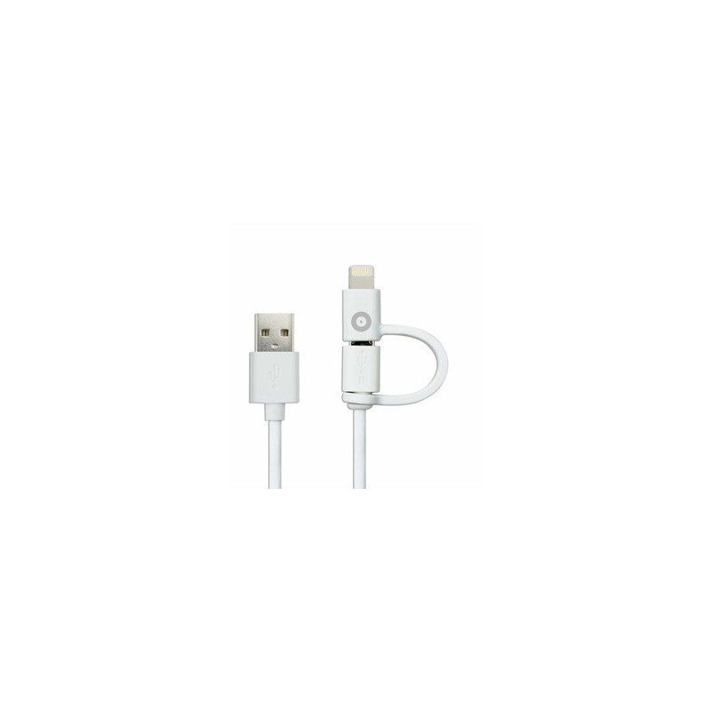 Spring Câble Câble 2 En 1 2.4A USB/Micro-USB/Lightning Blanc