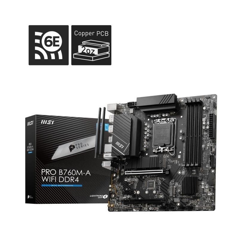 MSI PRO B760M-A WIFI DDR4 carte mère Intel B760 LGA 1700 micro ATX