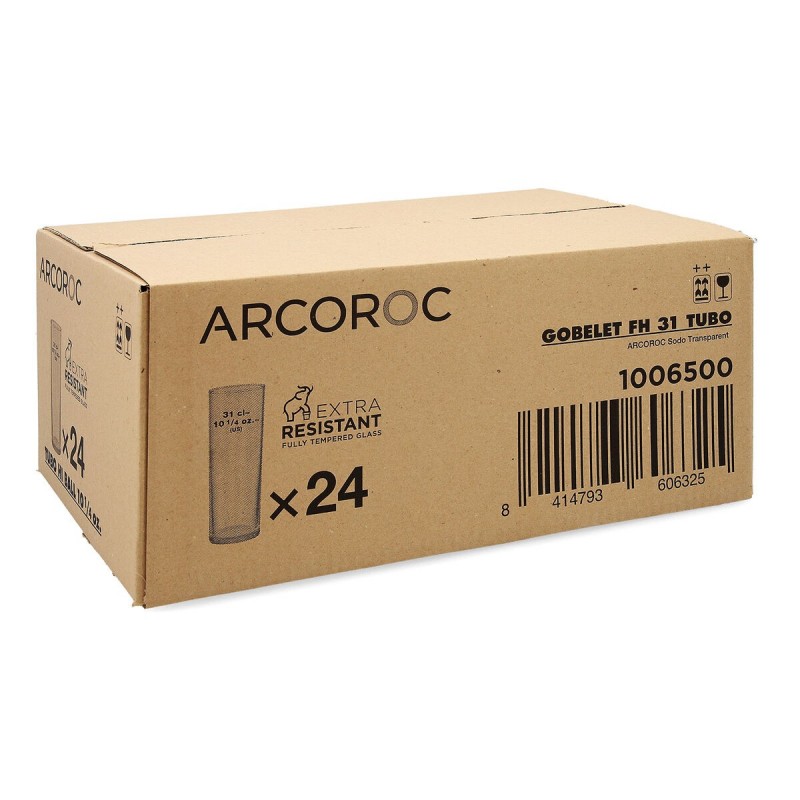 Image secondaire de Set de Verres Arcoroc Tube Transparent verre 300 ml (24 Unités)