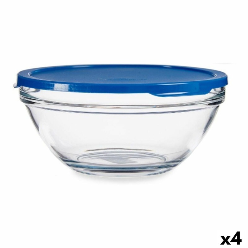 Panier-Repas rond avec couvercle Chefs Bleu 2,5 L 23,7 x 10,1 x 23,7 cm (4 Unités)