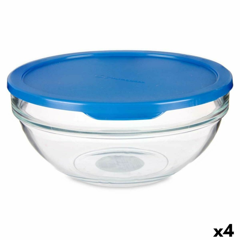 Panier-Repas rond avec couvercle Chefs Bleu 1,135 L 17,2 x 7,6 x 17,2 cm (4 Unités)