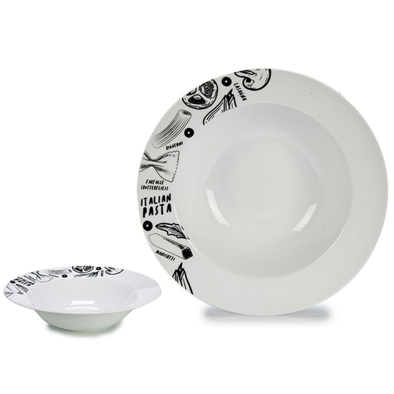 Image secondaire de Assiette à pâtes Blanc Noir Porcelaine 30 x 7,5 x 30 cm (12 Unités)