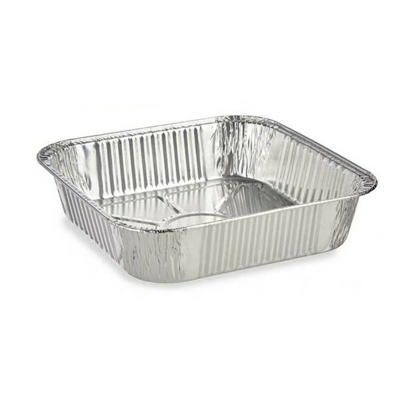 Image secondaire de Ensemble de plats pour la cuisine Jetable Carré Aluminium 20,5 x 6,5 x 20,5 cm (12 Unités)