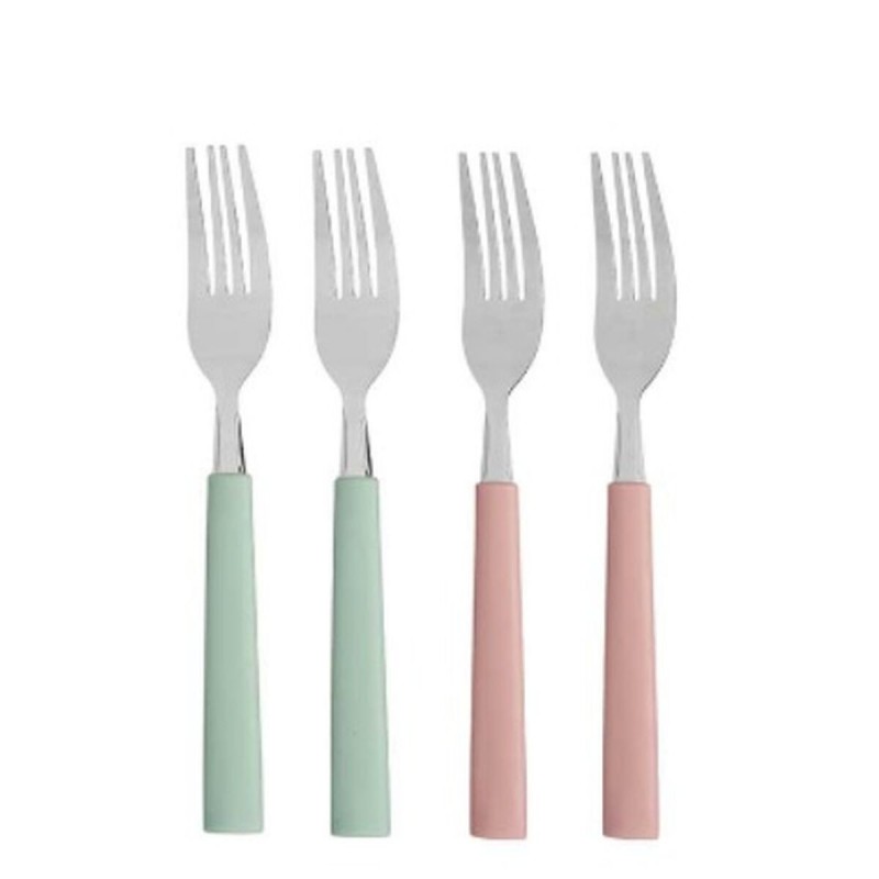 Image secondaire de Ensemble de Fourchettes Vert Rose Argenté Acier inoxydable Plastique 18,7 cm (12 Unités)