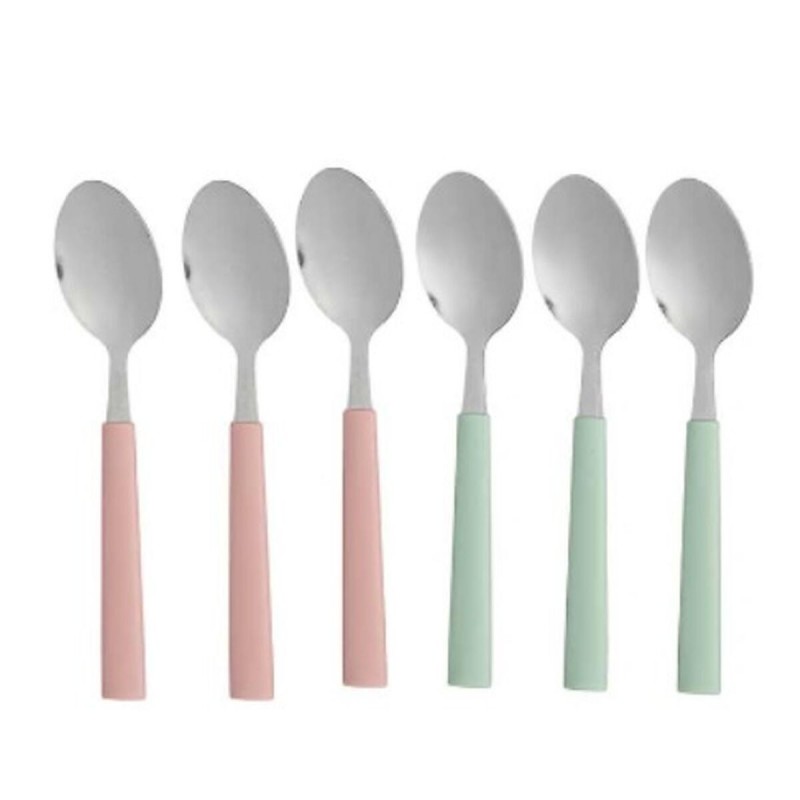 Image secondaire de Ensemble de Cuillères Dessert Vert Rose Argenté Acier inoxydable Plastique 15,7 cm (12 Unités)