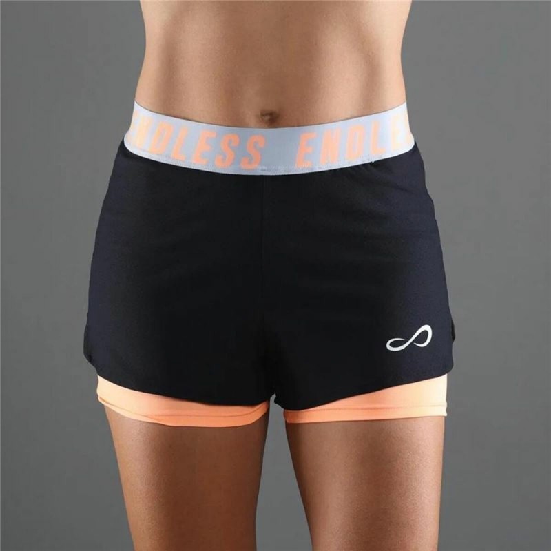 Image secondaire de Short de Sport pour Femme Endless Tech Iconic Orange Noir