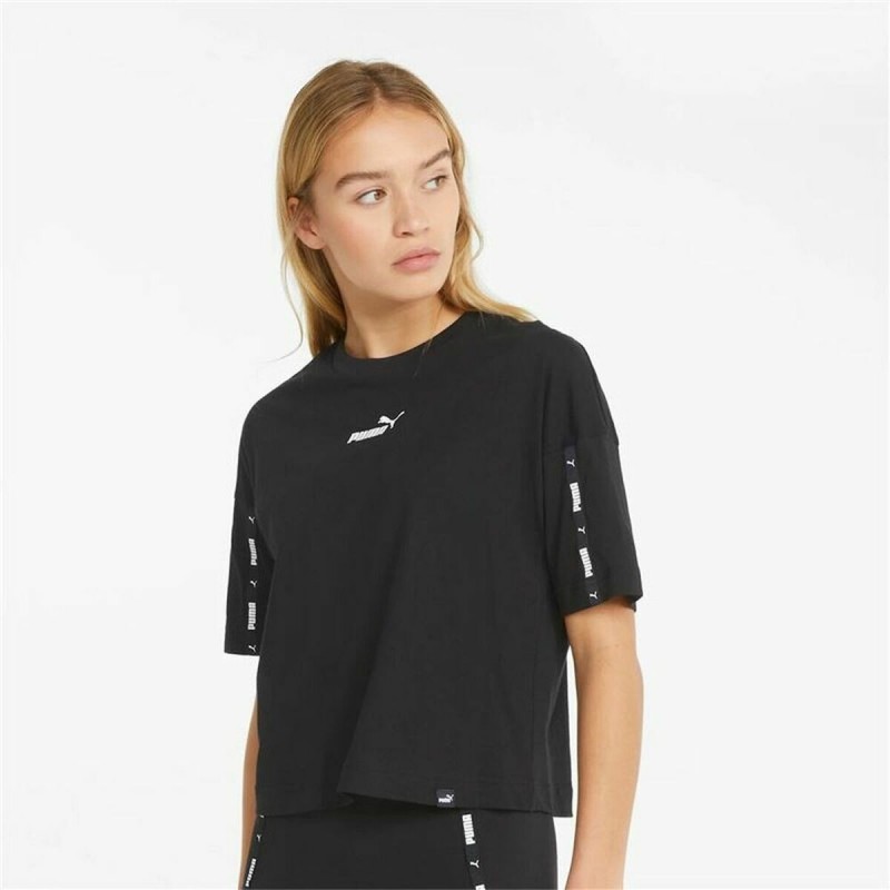 T-Shirt à manches courtes femme Puma Tape Crop Noir