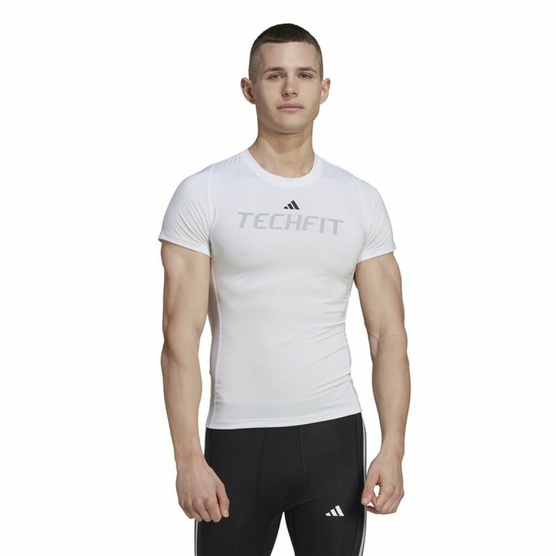 T-Shirt à manches courtes homme Adidas techfit Graphic Blanc