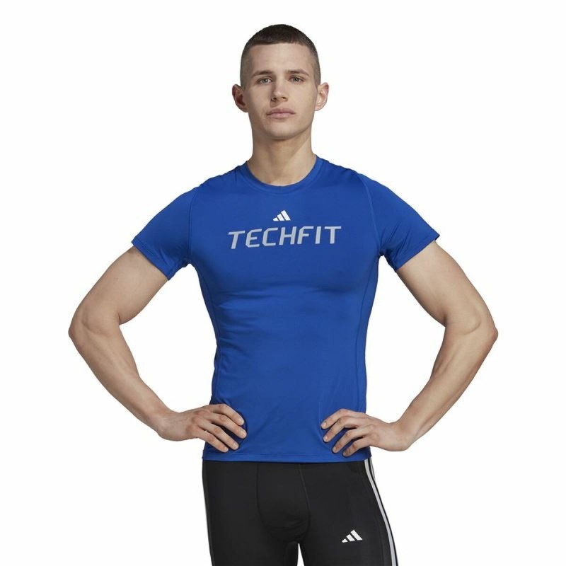 T-Shirt à manches courtes homme Adidas techfit Graphic Bleu